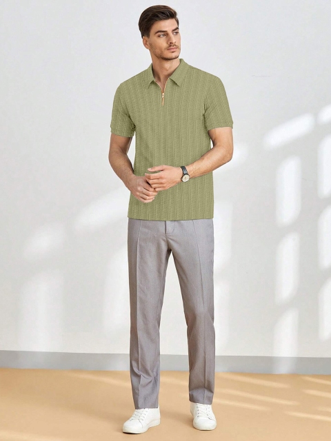 Moda Rapido Men Self Design Polo Collar T-shirt - Image 6