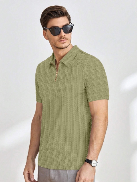 Moda Rapido Men Self Design Polo Collar T-shirt - Image 4