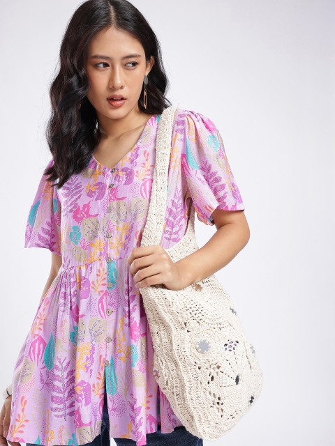 Anouk Rustic Floral Printed A-Line Kurti