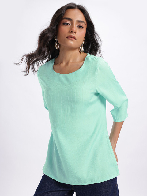 Anouk Rustic Striped Short Kurti - Image 2