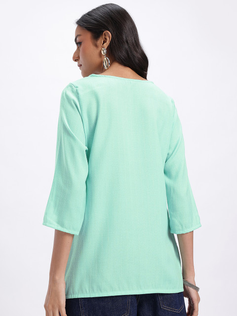 Anouk Rustic Striped Short Kurti - Image 5