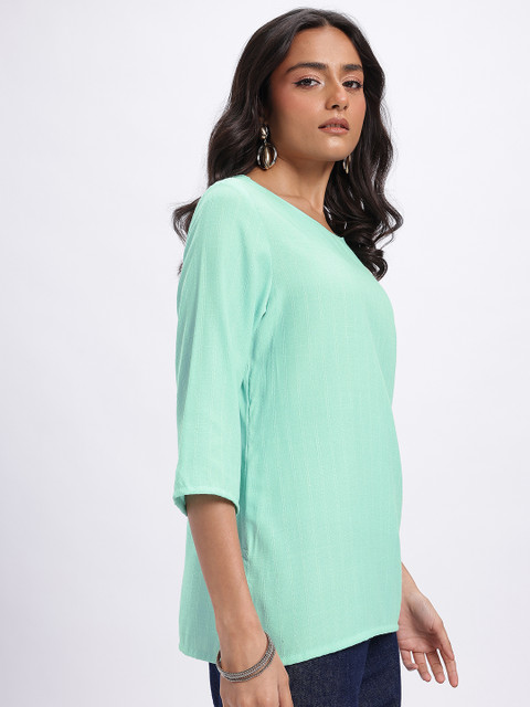 Anouk Rustic Striped Short Kurti - Image 4