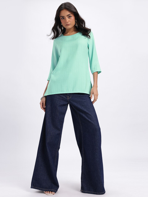 Anouk Rustic Striped Short Kurti - Image 6