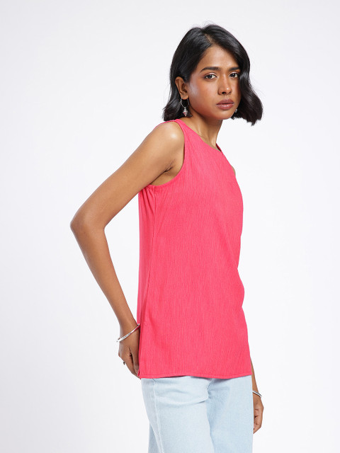 Anouk Rustic Striped Straight Sleeveless Kurti - Image 4