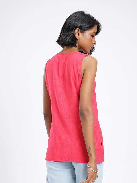 Anouk Rustic Striped Straight Sleeveless Kurti - Image 6