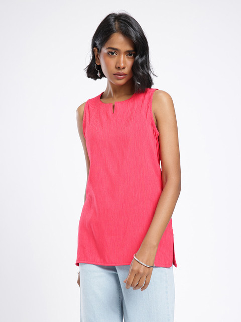 Anouk Rustic Striped Straight Sleeveless Kurti - Image 2