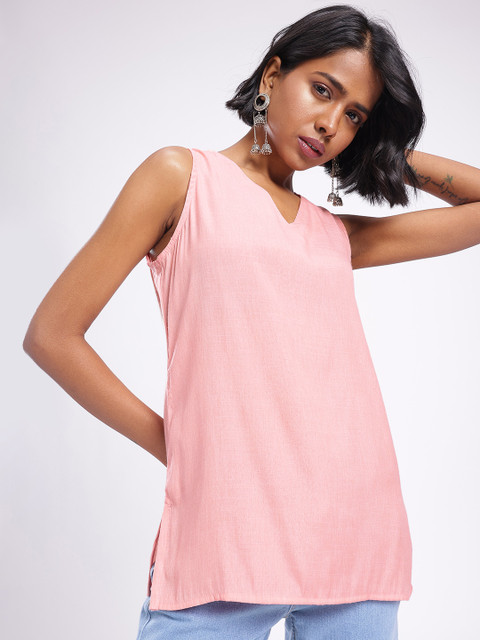 Anouk Rustic V-Neck Straight Sleeveless Kurti