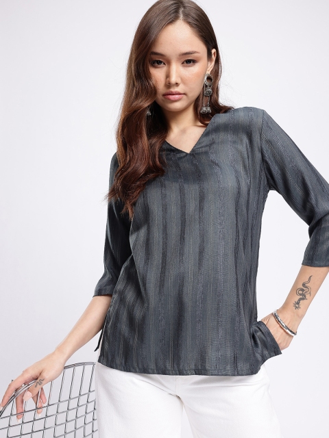 Anouk Rustic Woven Design Striped Straight Kurti