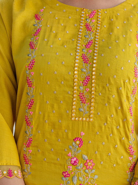 SANISA Women Ethnic Motifs Embroidered Regular Mirror Work Kurta with Trousers & With Dupatta - Image 6