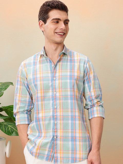 Mast & Harbour Standard Fit Tartan Checked Pure Cotton Casual Shirt