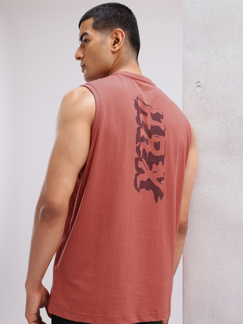 HRX by Hrithik Roshan Brand Logo Printed Sleeveless Lifestyle Relaxed Fit T-shirt