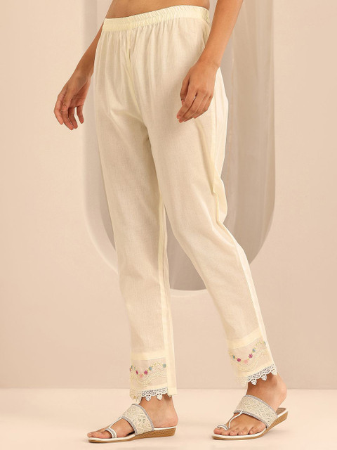 Libas Women Floral Embroidered Panelled Thread Work Kurta with Trousers & With Dupatta - Image 7