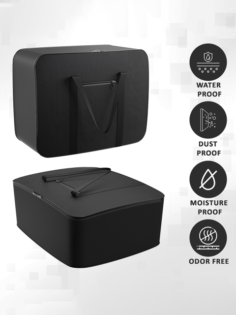 Myntra Elegant Homes Black 2 Pieces Rexine Storage Attachi Bag For Cloth With Handle - Image 6