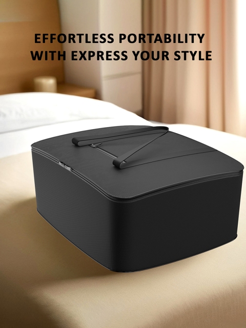 Myntra Elegant Homes Black 2 Pieces Rexine Storage Attachi Bag For Cloth With Handle - Image 3