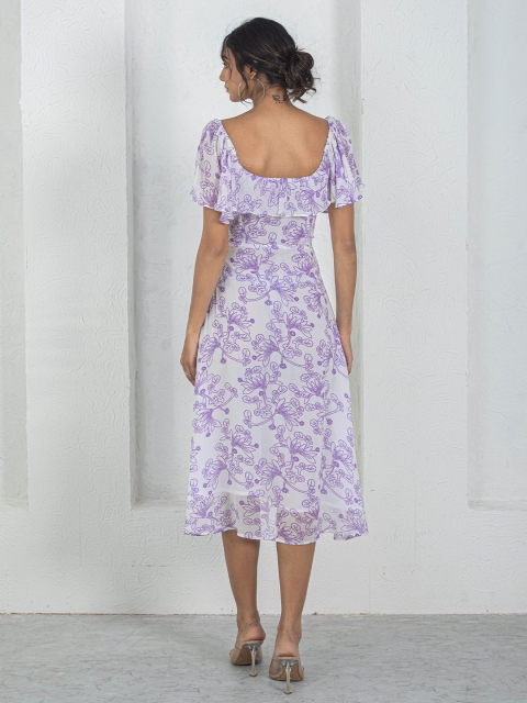 Anasi Clothing Women Floral Print Georgette Fit & Flare Midi Dress - Image 4