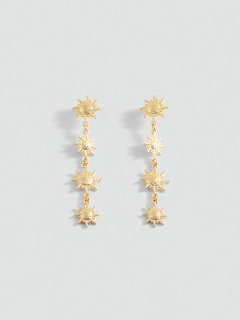 MANGO Contemporary Sun Shaped Drop Earrings