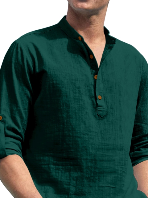 Zombom Cotton Mandarin Collar Short Straight Kurta - Image 2