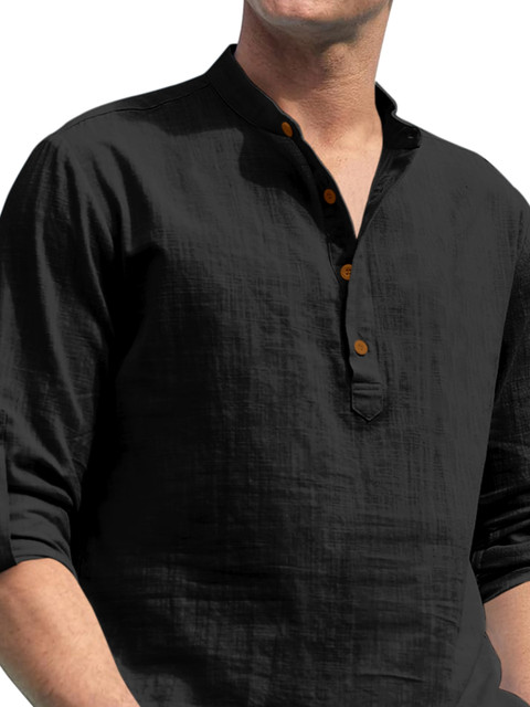 Zombom Men Solid Daily Cotton Straight Kurtas - Image 2