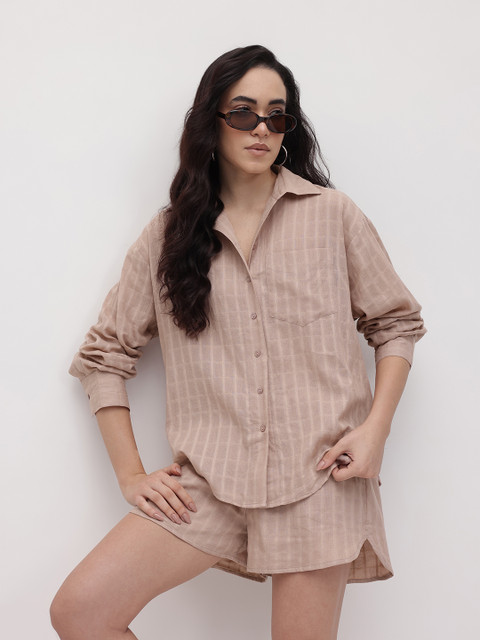 The Roadster Life Co. Self Checked Pure Cotton Oversized Co-Ords