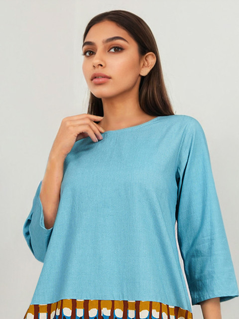 Dora Dori Printed Pure Cotton Round Neck Tunic With Trousers Co-Ords Set - Image 2