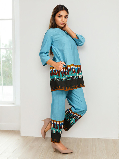 Dora Dori Printed Pure Cotton Round Neck Tunic With Trousers Co-Ords Set - Image 3