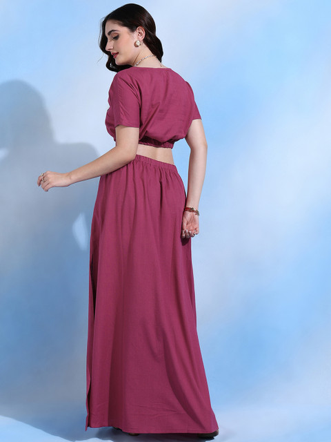 Shades of Sabi Round Neck Short Sleeve Top With Skirt Co-Ords - Image 5