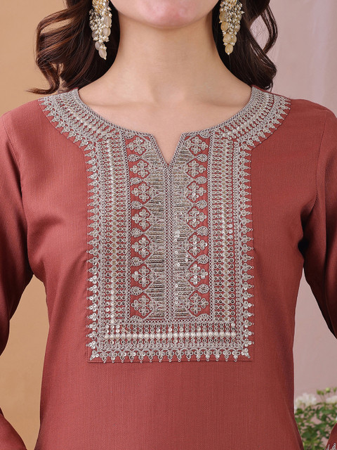 KALINI Women Floral Embroidered Kurta with Trousers & Dupatta - Image 2