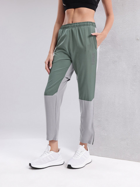 HRX by Hrithik Roshan Women Colourblocked Rapid-Dry Running Cropped Track Pants