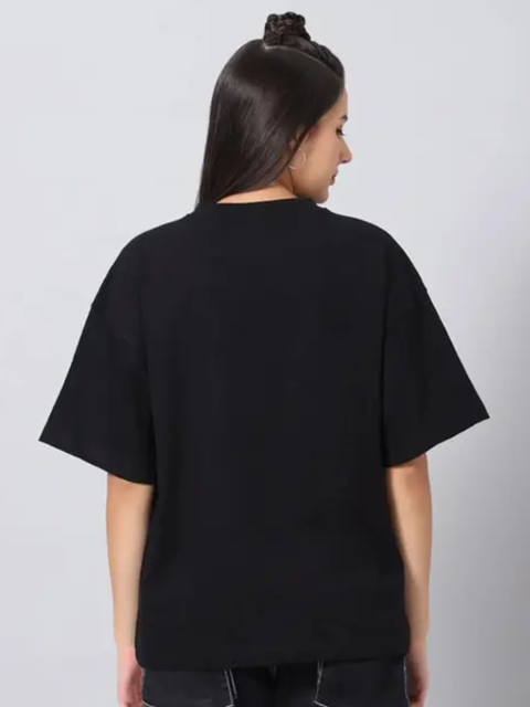 SZN Women Typography Printed Round Neck Cotton Oversized T-shirt - Image 4