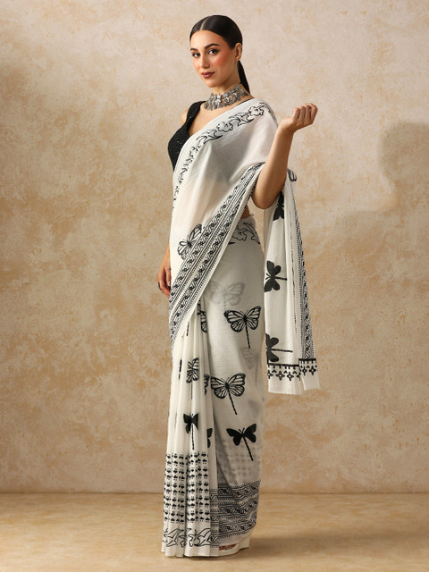 Home niche-market02 38 29f4851d 513b 4a6e 8d3f c345bb793c031749819734631 Moara Floral Pure Cotton Bagru Saree with Unstiched Blouse 2 2