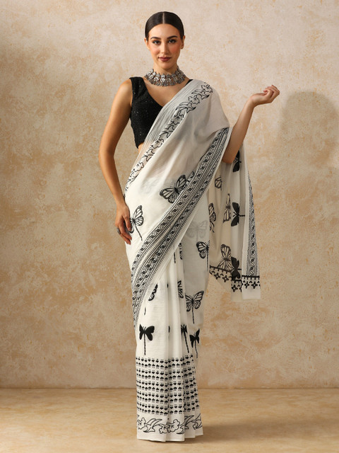 Home niche-market02 37 Moara Floral Pure Cotton Bagru Saree with Unstiched Blouse