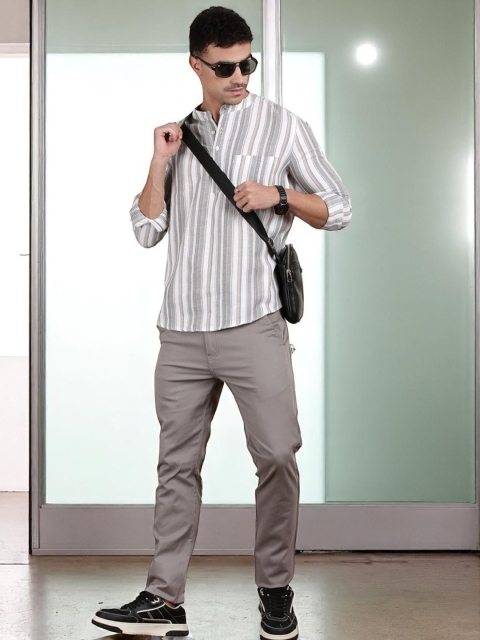 THE SOUL PATROL Men Striped Regular Cotton Kurta