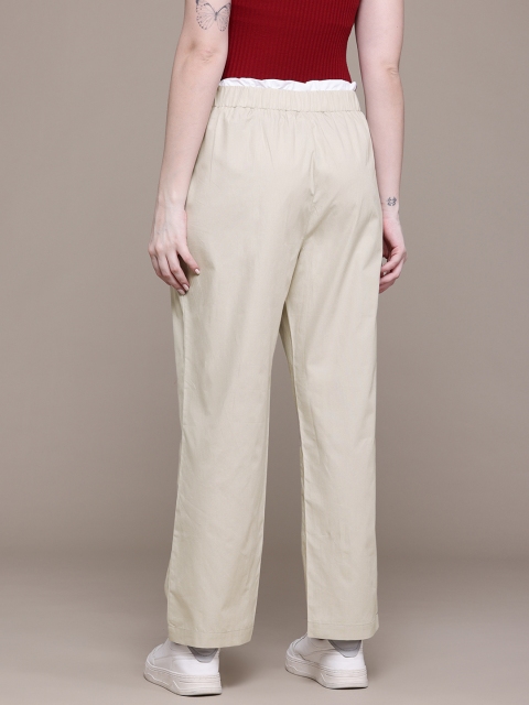 Popnetic Women Relaxed Fit High-Rise Double Waistband Trousers - Image 3