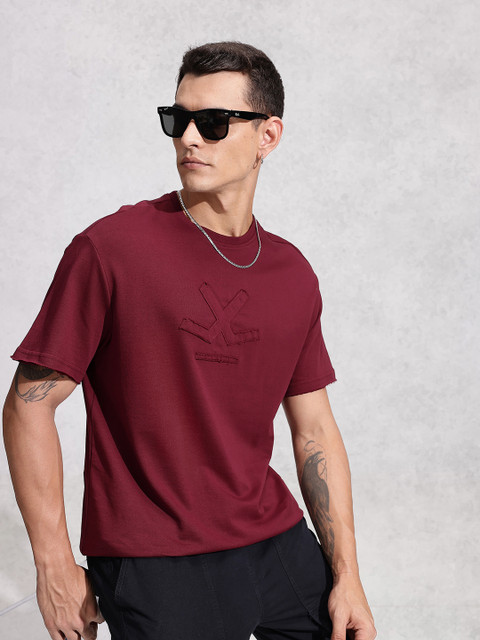 WROGN Pure Cotton Brand Logo Applique Oversized T-shirt