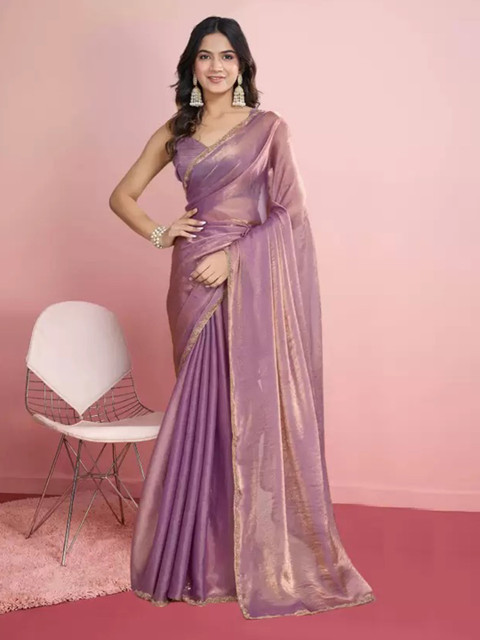 VRAGI Beads and Stones Pure Chiffon Saree