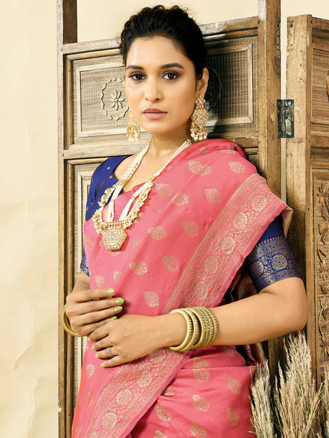 HERE&NOW Woven Design Zari Silk Blend Banarasi Saree