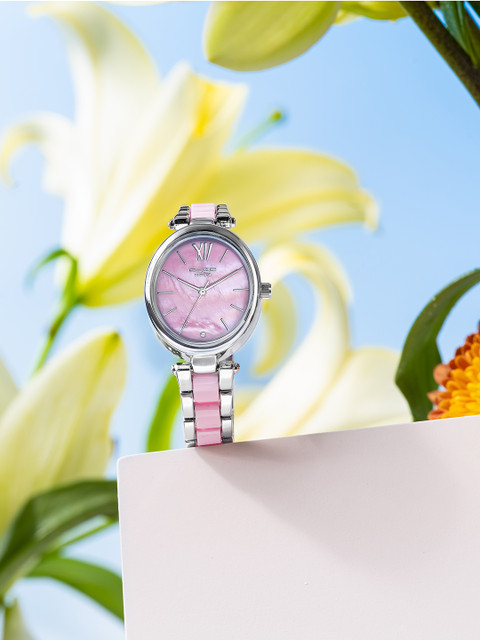 Sonata Poze Women Brass Embellished Dial & Bracelet Style Straps Analogue Watch SP80095SM01