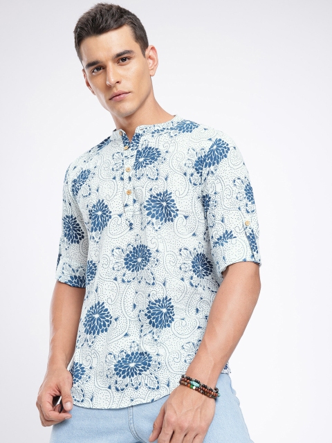 Anouk Rustic Indie Floral Printed Band Collar Short Kurta