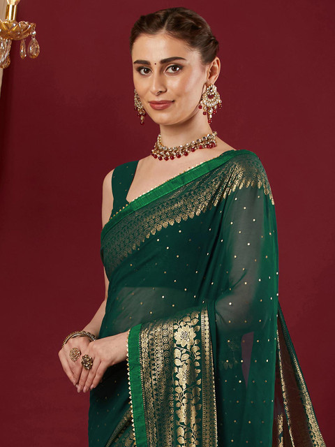 KALINI Women Woven Design Saree With Unstiched Blouse Piece