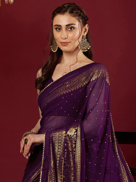 KALINI Women Woven Design Saree With Unstiched Blouse Piece