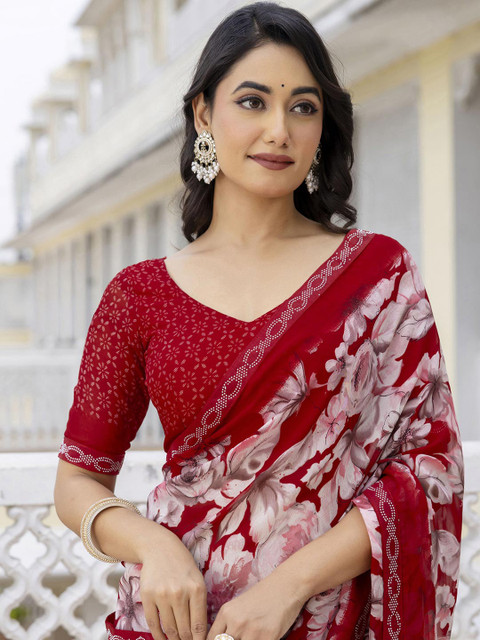 KALINI Floral Pure Georgette Designer Saree