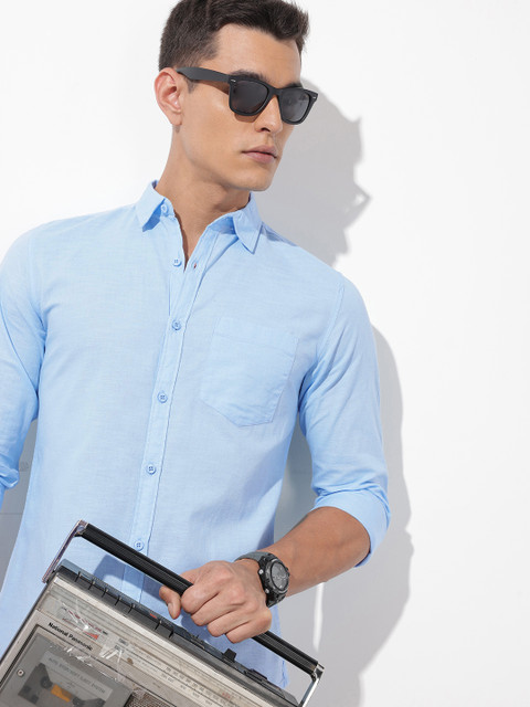 The Roadster Lifestyle Co. Solid Cotton Linen Regular Fit Shirt