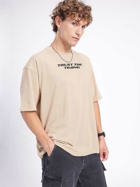 glitchez Typography Printed Drop-Shoulder Sleeves Oversized T-shirt - Image 2