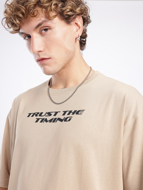 glitchez Typography Printed Drop-Shoulder Sleeves Oversized T-shirt - Image 3