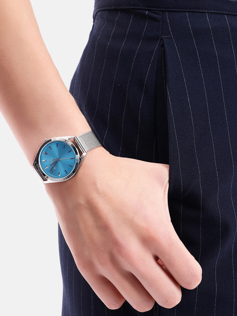 Mast & Harbour Unisex Brass Dial & Stainless Steel Textured Straps Analogue Watch