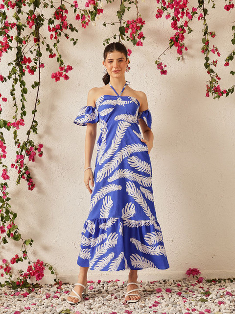 STREET 9 Women Tropical Print Halter Neck Dress