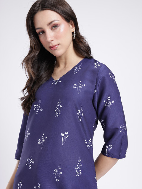 Anouk Rustic Floral Printed V-Neck Straight Kurta - Image 5