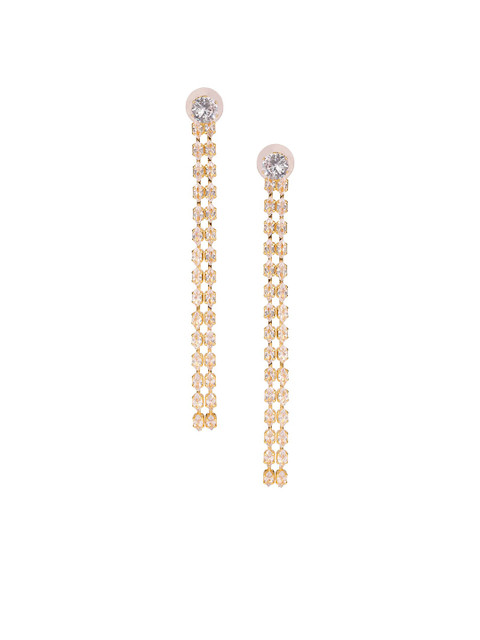 Voylla Gold-Plated American Diamond Studded Korean Contemporary Drop Earrings - Image 2