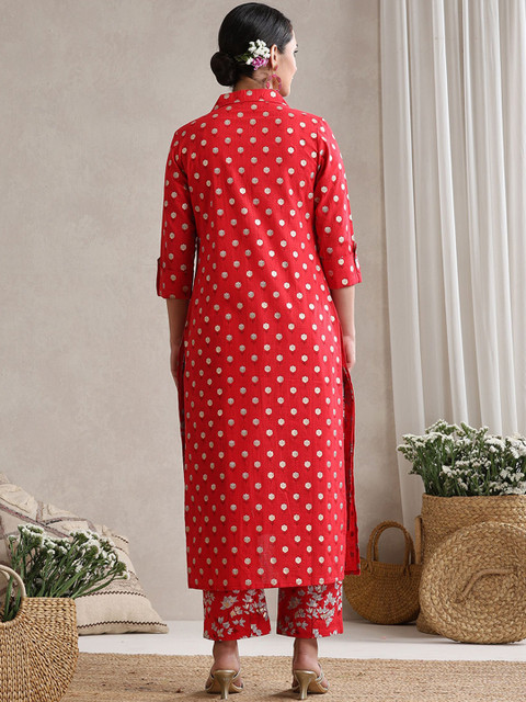 Khushal K Floral Printed Cotton Tunic With Trouser & Jacket Co-Ords - Image 4