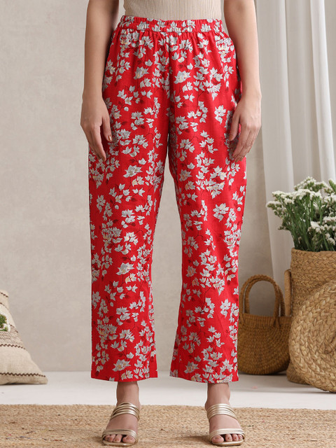 Khushal K Floral Printed Cotton Tunic With Trouser & Jacket Co-Ords - Image 7